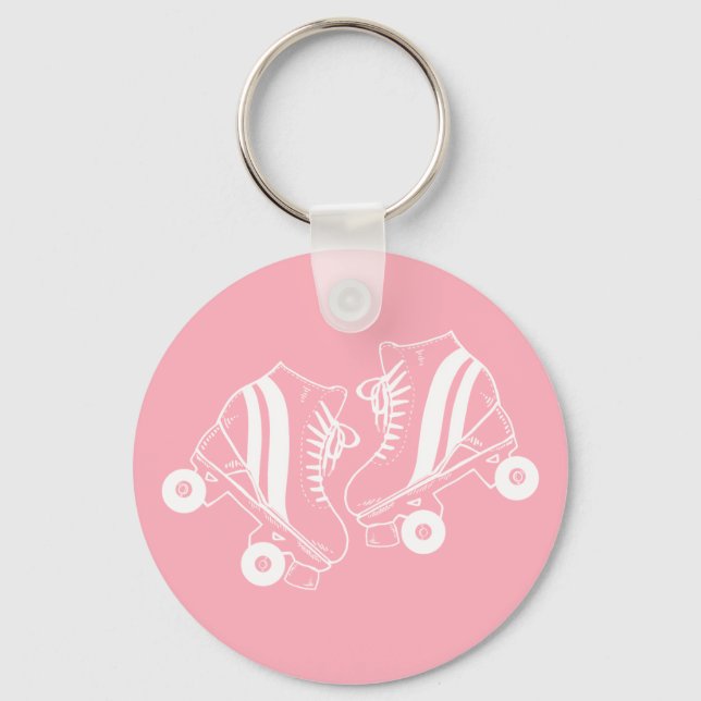 Minimalist Roller Skates Derby Skating Pink  Key Ring (Front)