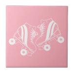 Minimalist Roller Skates Roller Skating Pink   Ceramic Tile<br><div class="desc">Minimalist White Roller Skates Drawing. Two quads roller skate illustration in white. Simple aesthetic roller skating,  roller skates modern illustration. White and pink roller skates illustration design,  gift for a roller skater. Roller skates pink aesthetic.</div>