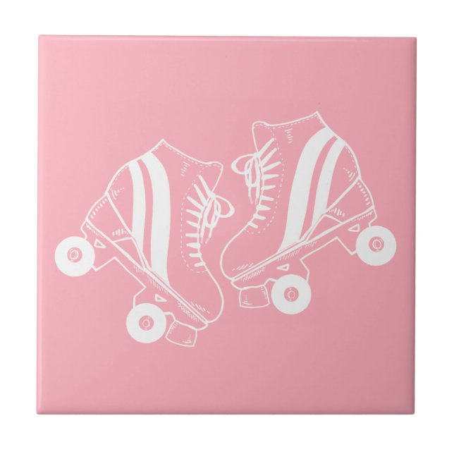 Minimalist Roller Skates Roller Skating Pink   Ceramic Tile (Front)