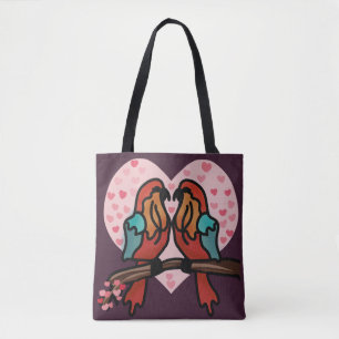 Minimalist Romantic Birds Love Tote Bag