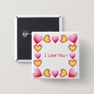 Minimalist Romantic I Love You Valentine's Day 15 Cm Square Badge