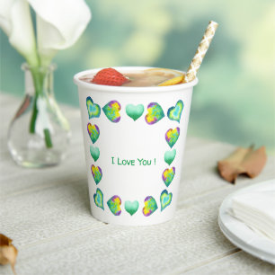 Minimalist Romantic I Love You Valentine's Day Paper Cups
