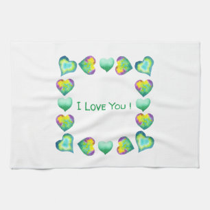 Minimalist Romantic I Love You Valentine's Day Tea Towel