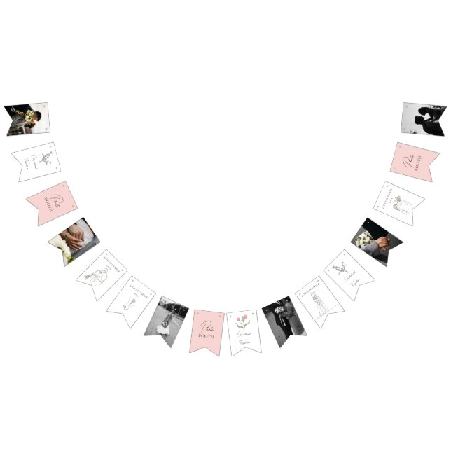 Minimalist Romantic Line Art Flowers Photo Booth Bunting (All)
