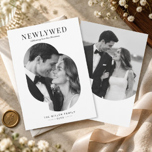 Minimalist Romantic Newlywed Christmas Two Photo Holiday Card