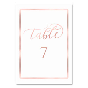 Minimalist romantic rose gold frame calligraphy table number