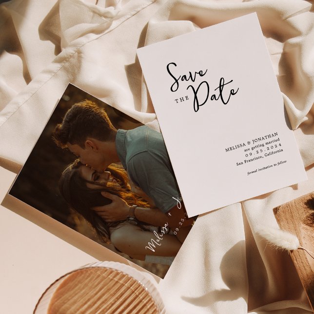 Minimalist Romantic Script Wedding Save the Date Invitation (Creator Uploaded)