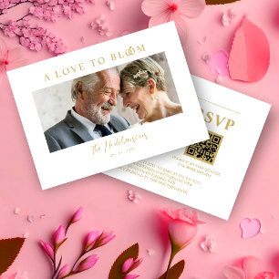 Minimalist Romantic Wedding Anniversary in Gold RSVP Card