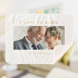 Minimalist Romantic Wedding Anniversary in Gold Sherpa Blanket