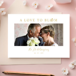 Minimalist Romantic Wedding Anniversary in Gold Thank You Card