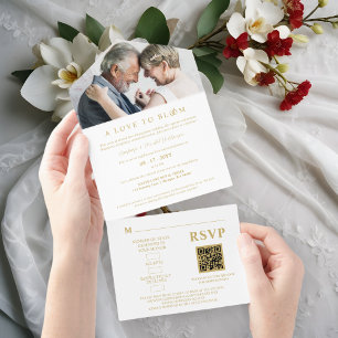 Minimalist Romantic Wedding Photo Anniversary All In One Invitation