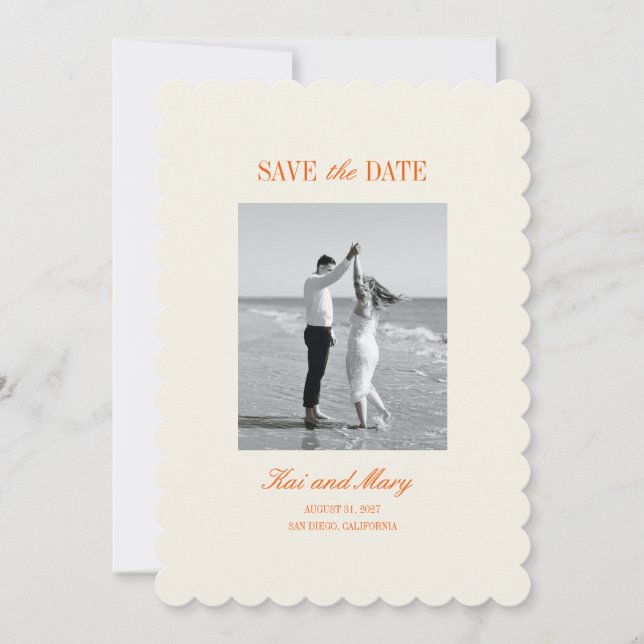 Minimalist Romantic Wedding Save the Date Card (Front)