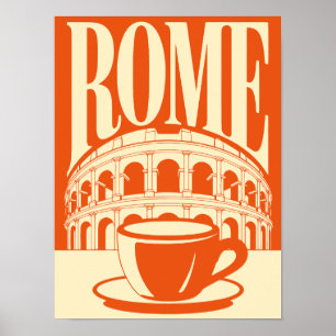 Minimalist Rome Italy Colosseum Travel Art Poster