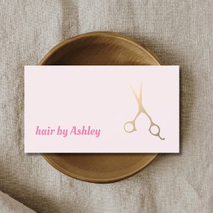 Minimalist Rose Faux Gold Scissors Hair Stylist Business Card