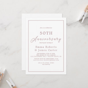 Minimalist Rose Gold 50th Wedding Anniversary Invitation