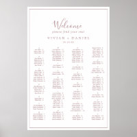 Minimalist Rose Gold Alphabetical Seating Chart