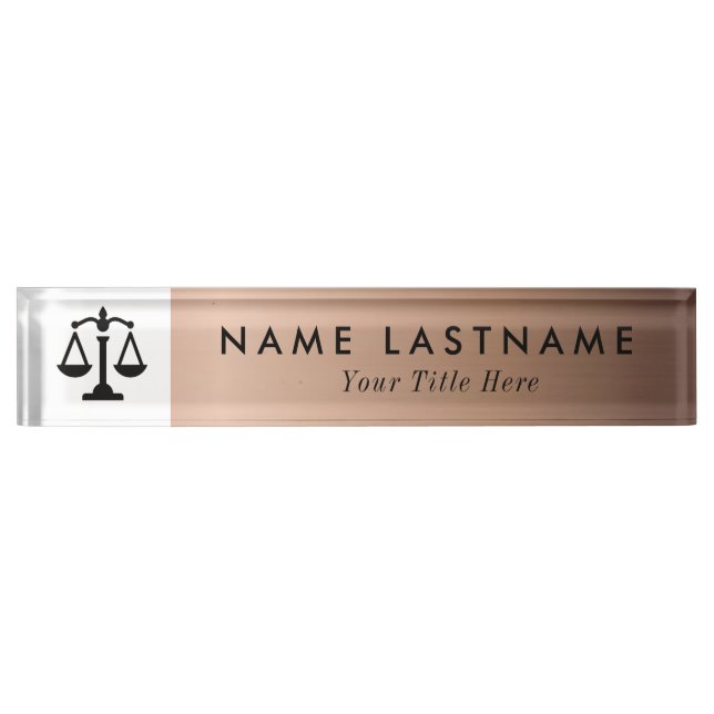  Minimalist Rose Gold Attorney  Nameplate (Front)