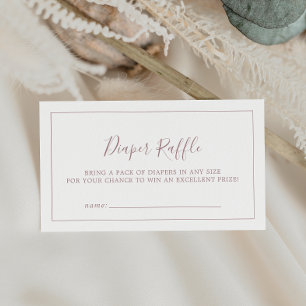 Minimalist Rose Gold Baby Shower Diaper Raffle Enclosure Card