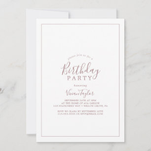 Minimalist Rose Gold Birthday Party Invitation
