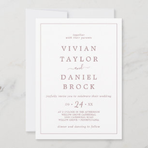 Minimalist Rose Gold Bold Names Wedding Invitation