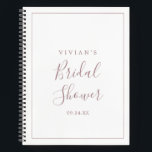 Minimalist Rose Gold Bridal Shower Gift List Notebook<br><div class="desc">This minimalist rose gold bridal shower gift list notebook is perfect for a simple wedding shower. The modern romantic design features classic rose gold and white typography paired with a rustic yet elegant calligraphy with vintage hand lettered style. Customisable in any colour. Keep the design simple and elegant, as is,...</div>