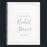 Minimalist Rose Gold Bridal Shower Gift List Notebook<br><div class="desc">This minimalist rose gold bridal shower gift list notebook is perfect for a simple wedding shower. The modern romantic design features classic rose gold and white typography paired with a rustic yet elegant calligraphy with vintage hand lettered style. Customisable in any colour. Keep the design simple and elegant, as is,...</div>