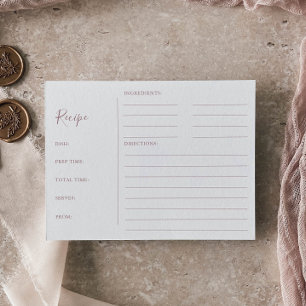 Minimalist Rose Gold Bridal Shower Recipe Cards