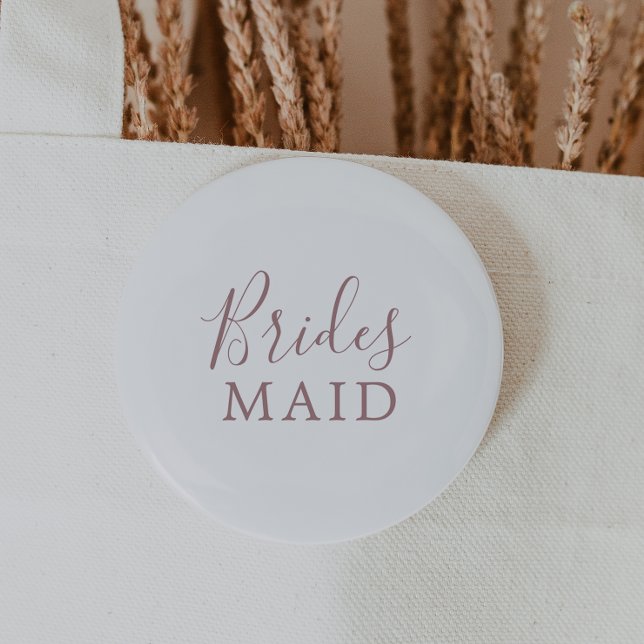 Minimalist Rose Gold Bridesmaid Bridal Shower 6 Cm Round Badge (Creator Uploaded)