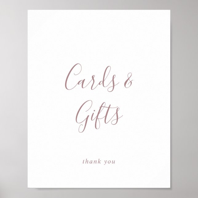 Minimalist Rose Gold Cards and Gifts Sign (Front)