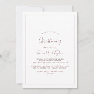 Minimalist Rose Gold Christening Invitation