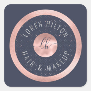 Minimalist rose gold circle monogram square sticke sticker