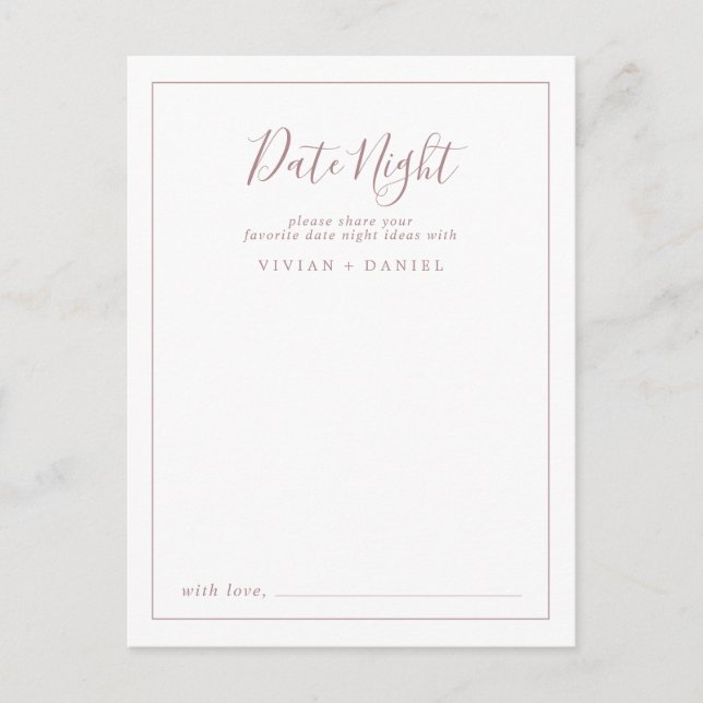 Minimalist Rose Gold Date Night Idea Cards (Front)