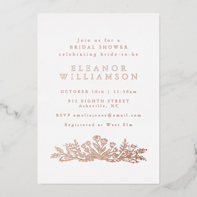 Minimalist Rose Gold Foil Botanical Bridal Shower (Front)