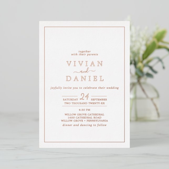 Minimalist Rose Gold Foil Styled Date Wedding (Standing Front)