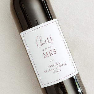 Minimalist Rose Gold Future Mrs. Bridal Shower Wine Label