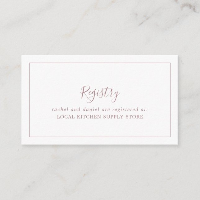 Minimalist Rose Gold Gift Registry Enclosure Card (Front)