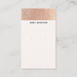 Minimalist Rose Gold Glitter Earring Display Business Card