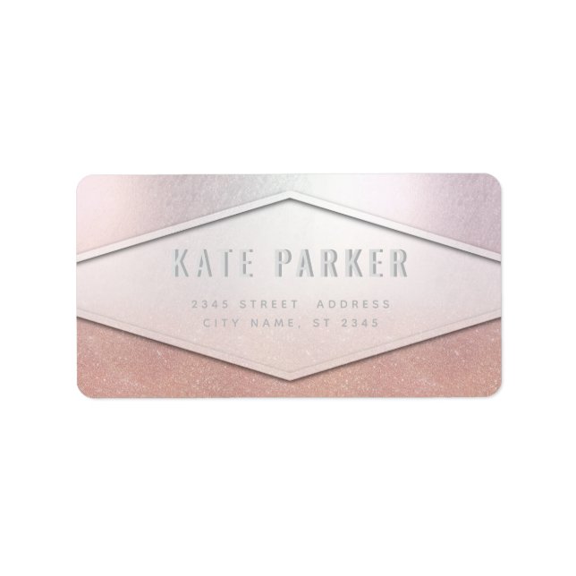 Minimalist rose gold glitter ombre simple plain  label (Front)
