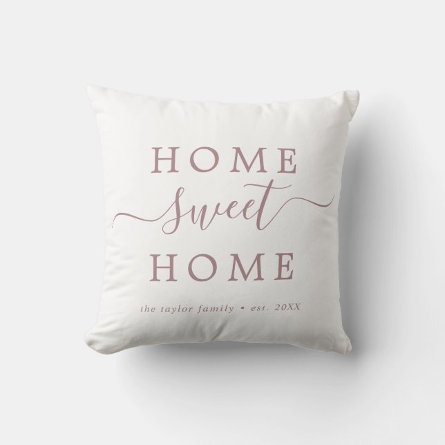 Minimalist Rose Gold Home Sweet Home Housewarming Cushion (Front)