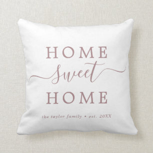 Minimalist Rose Gold Home Sweet Home Housewarming Cushion
