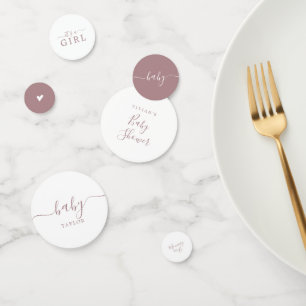 Minimalist Rose Gold It's A Girl Baby Shower Confetti