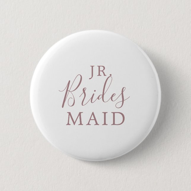 Minimalist Rose Gold Jr. Bridesmaid Bridal Shower 6 Cm Round Badge (Front)
