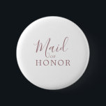 Minimalist Rose Gold Maid of Honour Bridal Shower 6 Cm Round Badge<br><div class="desc">This minimalist rose gold maid of honour bridal shower button is perfect for a simple wedding shower. The modern romantic design features classic rose gold and white typography paired with a rustic yet elegant calligraphy with vintage hand lettered style. Customisable in any colour. Keep the design simple and elegant, as...</div>