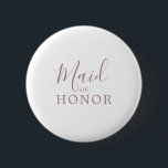 Minimalist Rose Gold Maid of Honour Bridal Shower 6 Cm Round Badge<br><div class="desc">This minimalist rose gold maid of honour bridal shower button is perfect for a simple wedding shower. The modern romantic design features classic rose gold and white typography paired with a rustic yet elegant calligraphy with vintage hand lettered style. Customisable in any colour. Keep the design simple and elegant, as...</div>