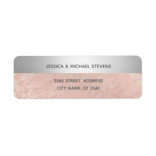 Minimalist rose gold marble silver stripe return address label