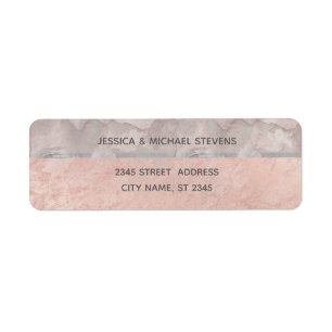 Minimalist rose gold marble watercolor stripe return address label