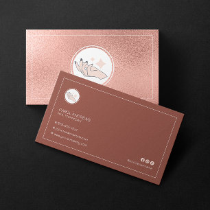 Minimalist Rose Gold Nail Technician Manicurist Business Card