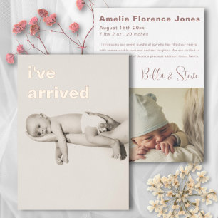 Minimalist Rose Gold Photo Baby Announcement