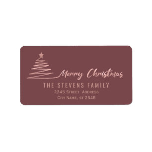 Minimalist rose gold script Merry Christmas Label
