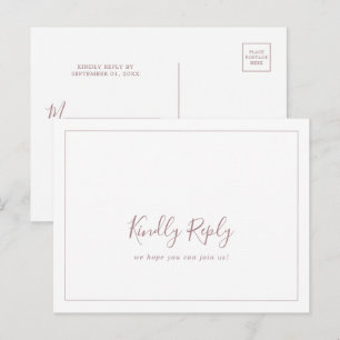 Minimalist Rose Gold Song Request RSVP Postcard